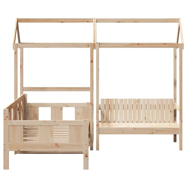 vidaXL Tagesbett und Bank mit Dach 90x190 cm Kiefernholz