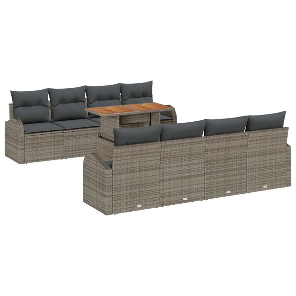 vidaXL Garten-Sofa-Set mit Kissen 7 pcs Grau