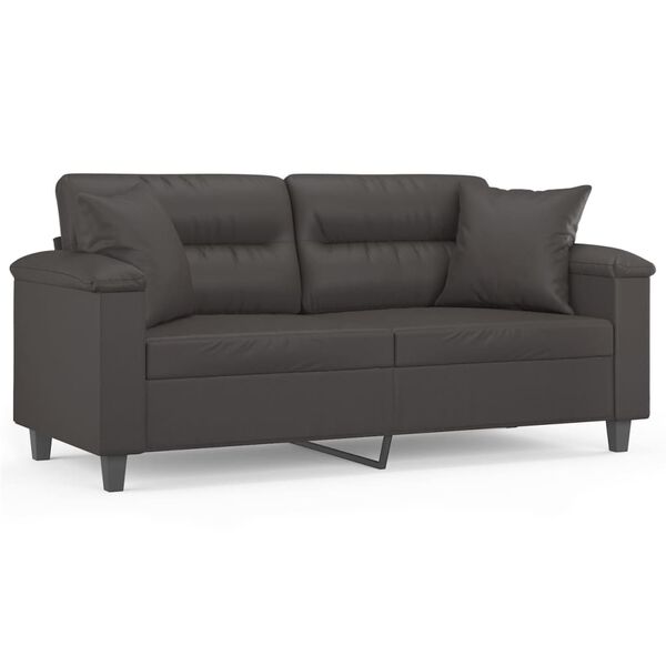 vidaXL 2-Sitzer-Sofa mit Kissen Grau 140 cm Kunstleder