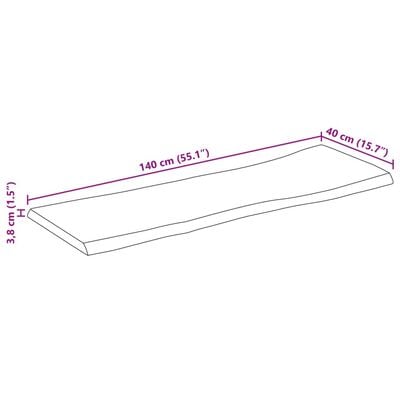 vidaXL Tischplatte mit Baumkante 140x40x3,8 cm Massivholz Mango