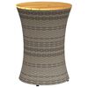 vidaXL Garten-Beistelltisch Trommelform Grau Poly Rattan & Massivholz