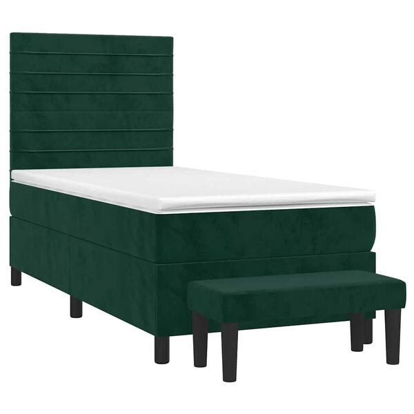 vidaXL Boxspringbett mit Matratze Dunkelgr&uuml;n 80x200 cm Samt