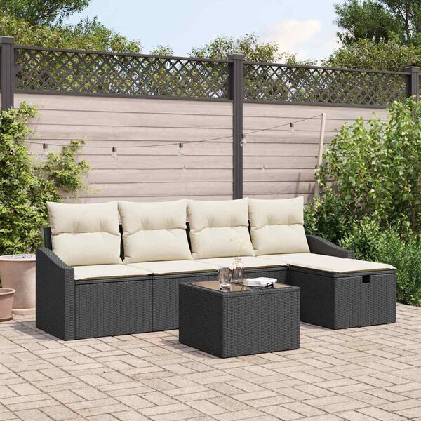vidaXL Sofa Set mit Kissen 5 pcs Poly-Rattan