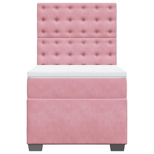vidaXL Boxspringbett mit Matratze Rosa 100x200 cm Samt