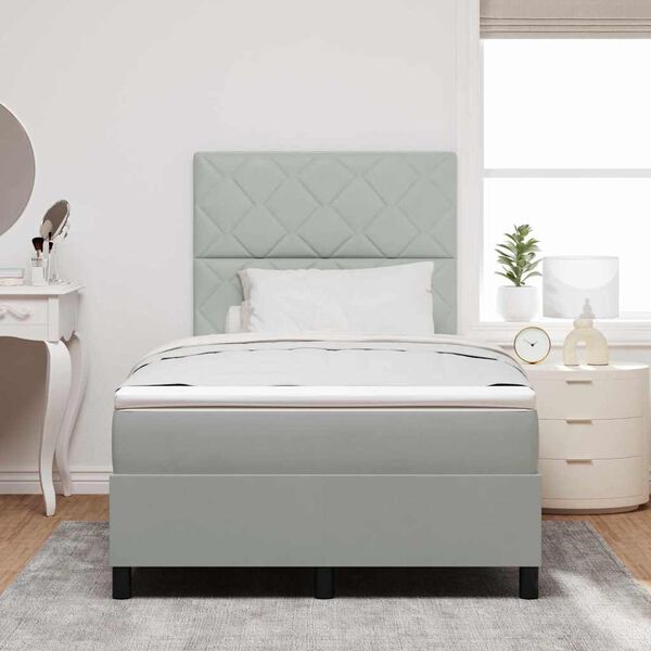 vidaXL LED Boxspringbett mit Matratze Hellgrau 120 x 200 cm Stoff