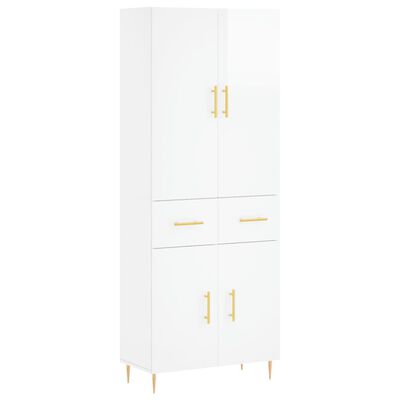 vidaXL Highboard Hochglanz-Weiß 69,5x34x180 cm Holzwerkstoff