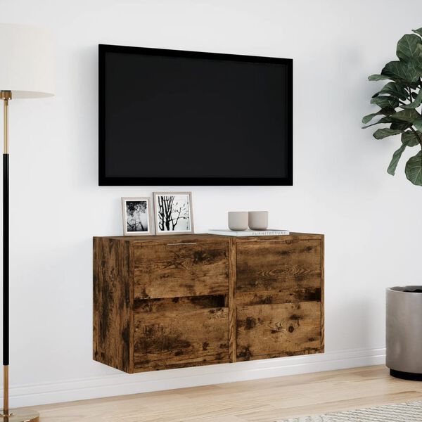 vidaXL TV-Wandschr&auml;nke LED-Beleuchtung 2 Stk. R&auml;uchereiche 41x31x45 cm