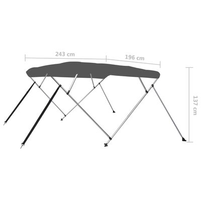 vidaXL 4-Bow Bimini Top Anthrazit 243x196x137 cm