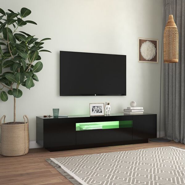 vidaXL TV-Schrank mit LED-Leuchten Schwarz 160x35x40 cm