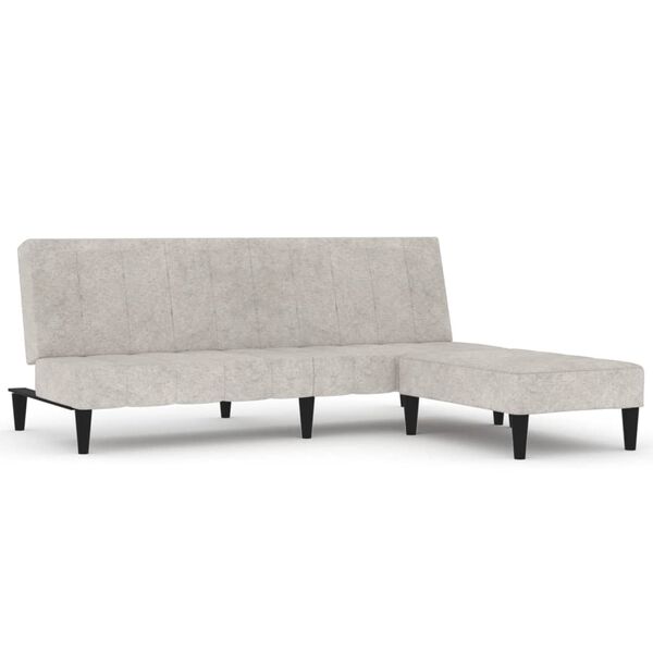 vidaXL Schlafsofa 2-Sitzer mit Hocker Hellgrau Mikrofasergewebe