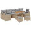 vidaXL Gartensofa-set mit Kissen mit Speicher 10 pcs Beige Poly Rattan