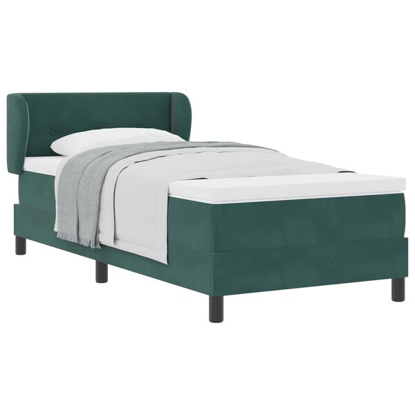 vidaXL Boxspringbett mit Matratze Dunkelgr&uuml;n 90 x 200 cm Samt