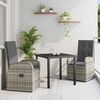 vidaXL Garten Essgruppe mit Kissen 3 pcs Grau Poly-Rattan