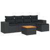 vidaXL 6-tlg. Garten-Sofagarnitur mit Kissen Schwarz Poly Rattan
