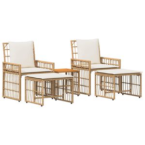vidaXL Gartenm&ouml;bel Set 5 pcs Nat&uuml;rlich und Cremwei&szlig;