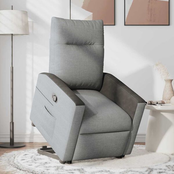 vidaXL Relaxsessel mit Aufstehhilfe Hellgrau Stoff