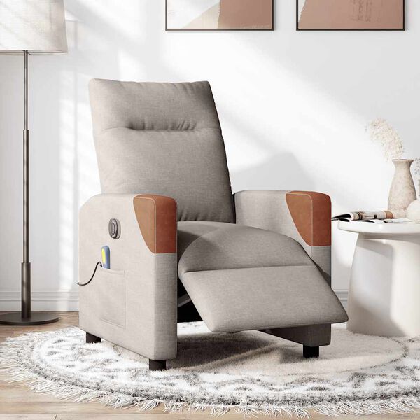 vidaXL Massagesessel Elektrisch Taupe Stoff