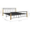 vidaXL Bettgestell Metall und Massivholz Eiche 180x200 cm