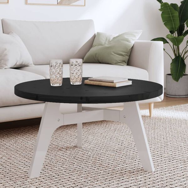 vidaXL Tischplatte Rund Schwarz &Oslash;80x3 cm Massivholz Kiefer
