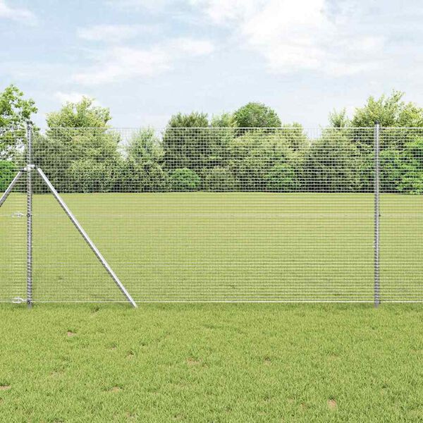 vidaXL Geschwei&szlig;ter Drahtzaun Silber 1 x 100 m