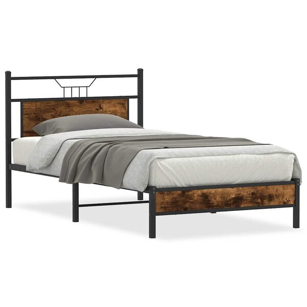 vidaXL Bettgestell ohne Matratze R&auml;uchereiche 100x190 cm Holzwerkstoff