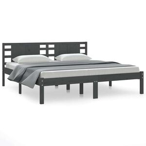 vidaXL Massivholzbett Grau Kiefer 200x200 cm