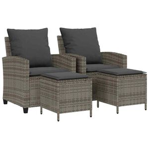 vidaXL 4-tlg. Garten-Sofagarnitur mit Kissen Grau Poly Rattan