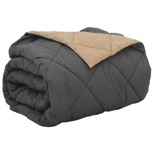 vidaXL Ganzjahresbettdecke Anthrazit und Taupe 240 x 260 cm Mikrofaser
