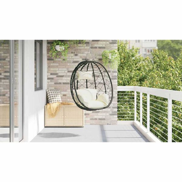 vidaXL H&auml;ngendes Ei-Stuhl Cremewei&szlig; 91.5 x 60 x 110 cm Poly-Rattan