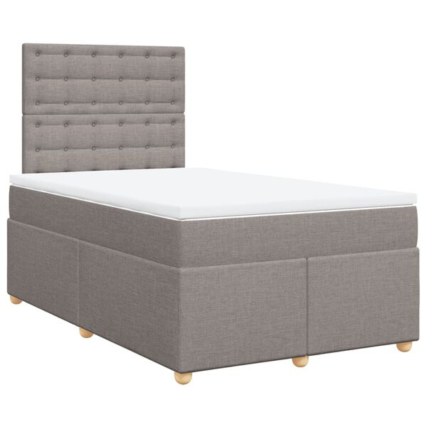 vidaXL Boxspringbett mit Matratze Taupe 120x190 cm Stoff