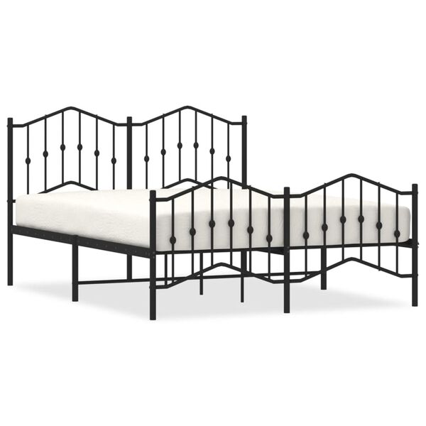 vidaXL Bettgestell mit Kopf- und Fu&szlig;teil Metall Schwarz 150x200 cm