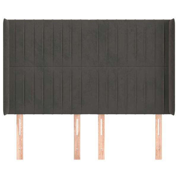 vidaXL Kopfteil mit Ohren Dunkelgrau 147x16x118/128 cm Samt