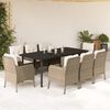 vidaXL 9-tlg. Garten-Essgruppe mit Kissen Beige Poly Rattan