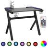 vidaXL Gaming-Schreibtisch mit LED Y-Gestell Schwarz 110x60x75 cm