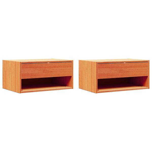 vidaXL Nachttisch 2 pcs Wachsbraun 50 x 32,5 x 24 cm Massivholz Kiefer