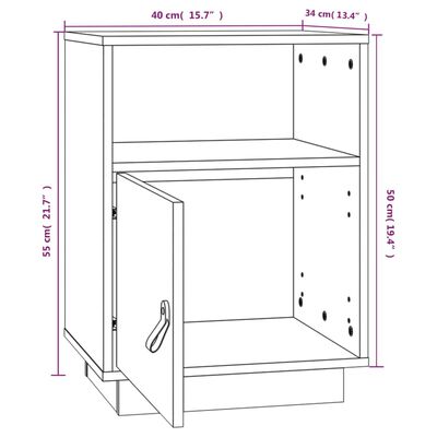 vidaXL Nachttische 2 Stk. Honigbraun 40x34x55 cm Massivholz Kiefer