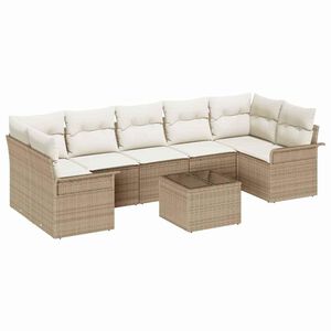 vidaXL Gartensofa-set mit Kissen 8 pcs Beige Poly-Rattan