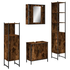 vidaXL 4-tlg. Badm&ouml;bel-Set R&auml;uchereiche Holzwerkstoff
