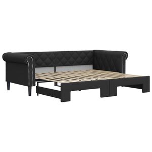 vidaXL Tagesbett Ausziehbar Schwarz 90x200 cm Kunstleder