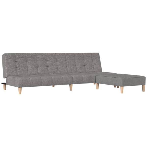 vidaXL Schlafsofa 2-Sitzer mit Fu&szlig;hocker Hellgrau Stoff