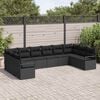 vidaXL Sofa Set mit Kissen mit Speicher 10 pcs Schwarz Poly-Rattan