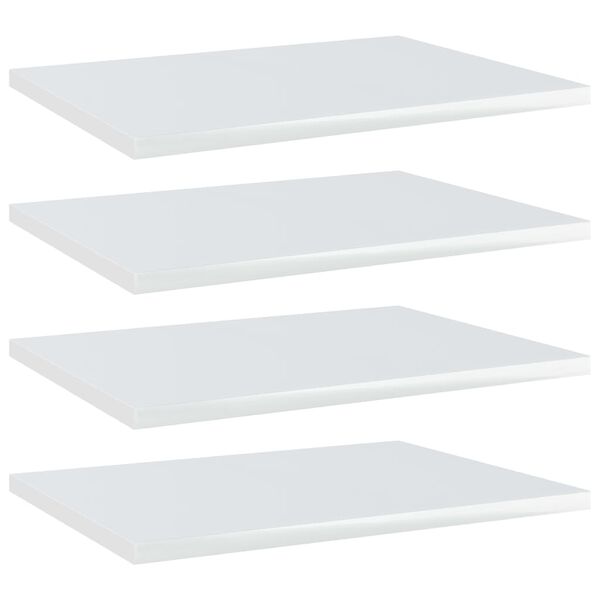 vidaXL B&uuml;cherregal-Bretter 4 Stk. Hochglanz-Wei&szlig; 40x30x1,5 cm