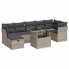 vidaXL 8-tlg. Garten-Sofagarnitur mit Kissen Hellgrau Poly Rattan