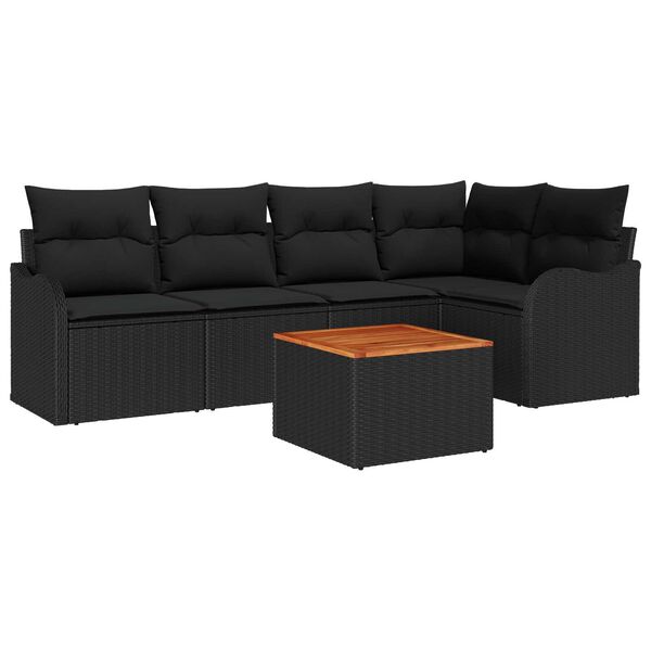 vidaXL Garten-Sofa-Set 6 pcs Schwarz