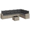 vidaXL 8-tlg. Garten-Sofagarnitur mit Kissen Hellgrau Poly Rattan