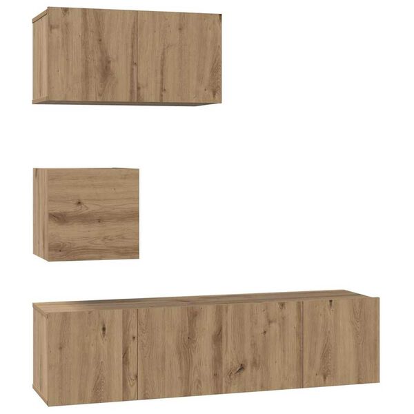 vidaXL TV-Schrankset Wandmontiert 4 pcs Artisan-Eiche Holzwerkstoff