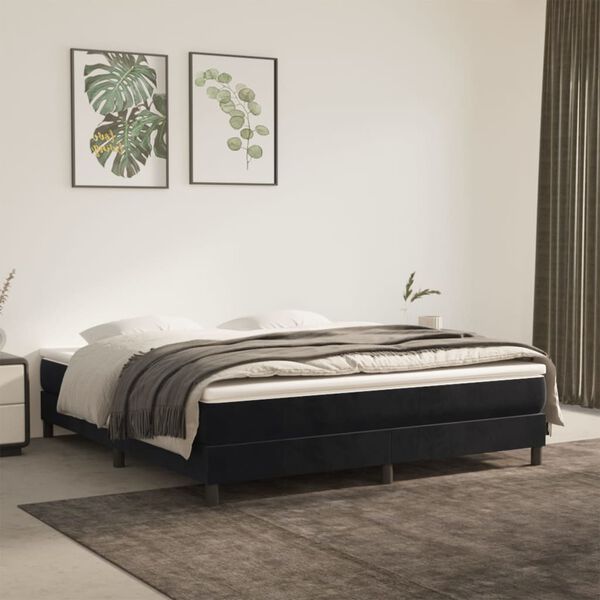 vidaXL Boxspringbettgestell Schwarz 160x200 cm Samt