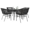 vidaXL 5-tlg. Garten-Essgruppe mit Kissen Schwarz Poly Rattan Glas