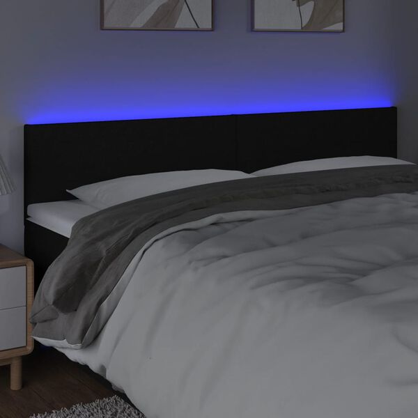 vidaXL LED Kopfteil Schwarz 200x5x78/88 cm Stoff