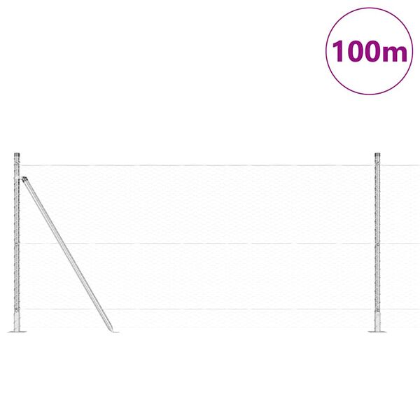 vidaXL Zaunpfosten Silber 100 x 1 m (25 mm Maschen) Stahl